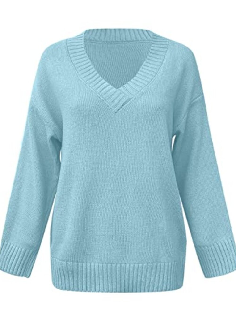 🆕 Knit Sweaters Womens Deep V Neck Pullover Tops Lightweight Casual Tunic Top